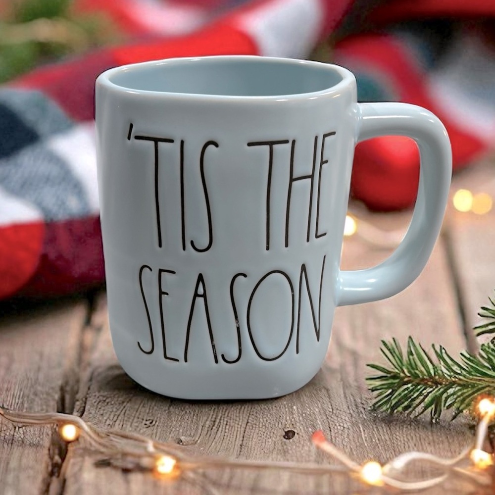 NEW RAE DUNN Ceramic 'TIS THE SEASON TO BE FREEZIN' Large Mug Double-Sided Blue